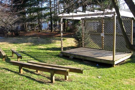 Simple Outdoor Stage But Uncovered Outdoor Stage Backyard Plan
