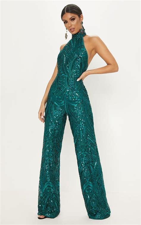 green sequin high neck jumpsuit 1000 in 2020 jumpsuit elegant green sequin dress prom jumpsuit