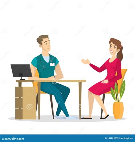 Female Patient On A Consultation With Male Doctor Stock Vector