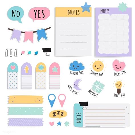 Cute Sticky Note Papers Printable Set Free Image By