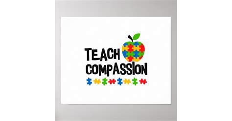 Teach Compassion Autism Awareness Puzzle Apple Poster Zazzle