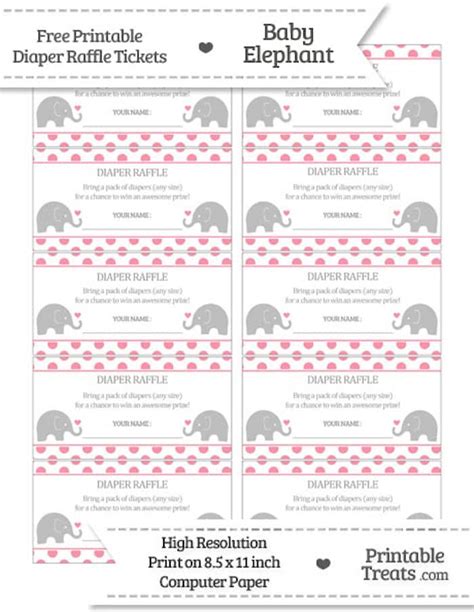 Elephant Diaper Raffle Tickets Free Printable Printable Templates