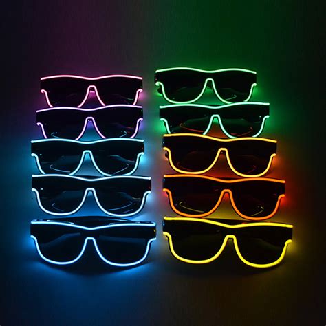 linli wireless usb chargeable el wire light up neon rave glasses led glow flashing sunglasses
