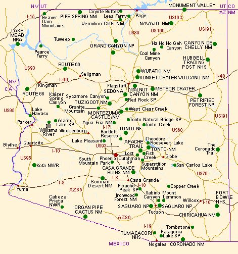 √ Map Of Arizona National Parks And Monuments