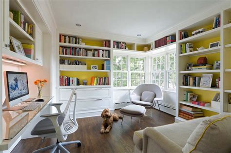 28 Dreamy Home Offices With Libraries For Creative Inspiration Yellow