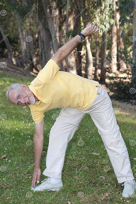 Old Man Touching Toes To Keep Fit Stock Image Image Of Pensioner Touching 11030347