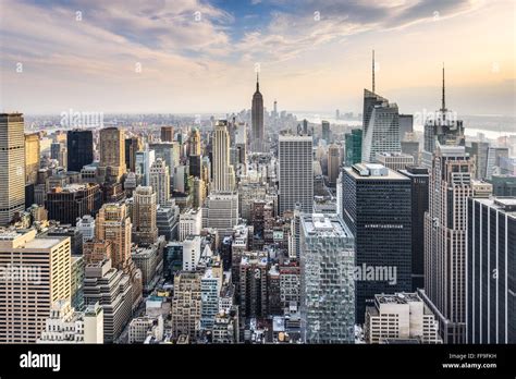 New York City Usa Midtown Manhattan Financial District Skyline Stock