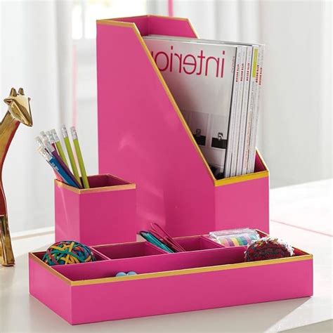 Cute Desk Accessories Blu Monaco Pink 5 Piece Cute Desk Organizer Set