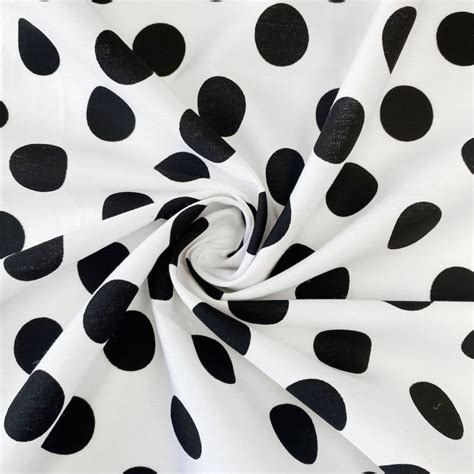 Polka Dot Large Printed Fabric White Black 100 Cotton Etsy