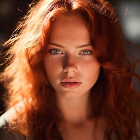 Premium Ai Image Closeup Portrait Of A Beautiful Redhaired Woman