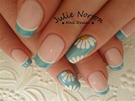Pretty Blue Nail Designs Daisy Nail Art French Manicure Nails