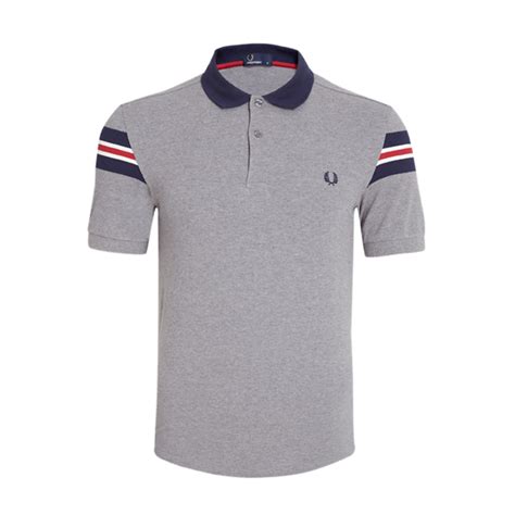 Buy Fred Perry Grey Bomber Sleeve Polo T Shirt For Men Online The Collective