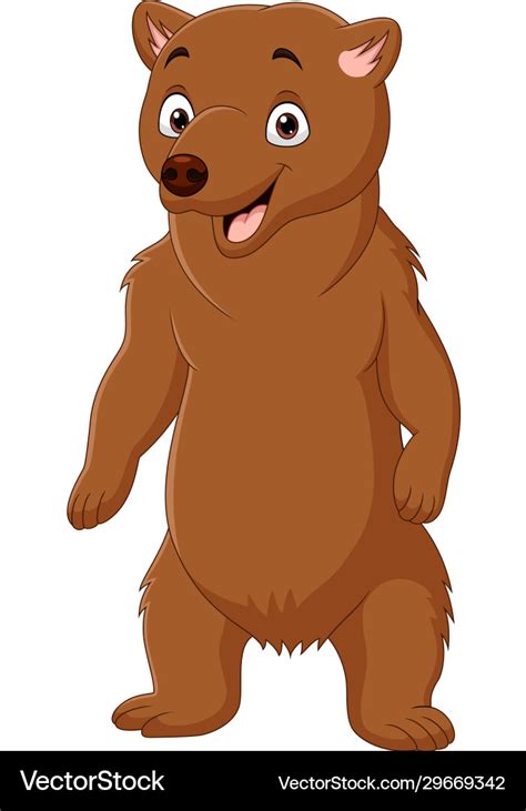 Cartoon Happy Brown Bear Standing Royalty Free Vector Image