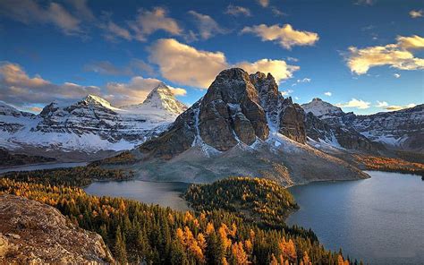 Mount Assiniboine And Sunburst Peak Lakes Autumn Colors British