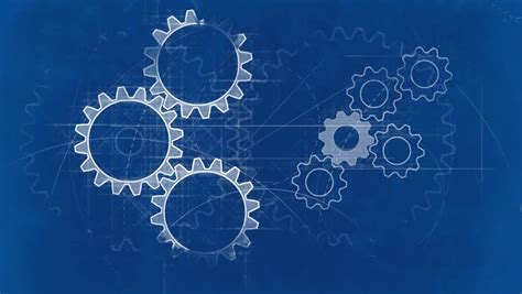 Blueprint With Spinning Gears Technical Stock Footage Video 100