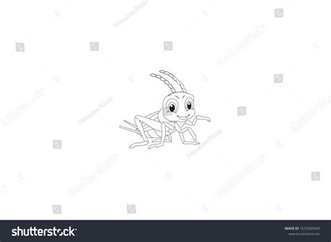 Cricket Animal Cartoon Vector Outline Illustration Stock Vector