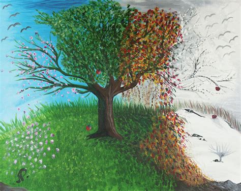 Tree Of Four Seasons Painting By Nicole Paquette Pixels