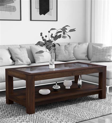 Buy Mckaine Solid Wood Coffee Table With Glass Top In Provincial Teak Finish Woodsworth By