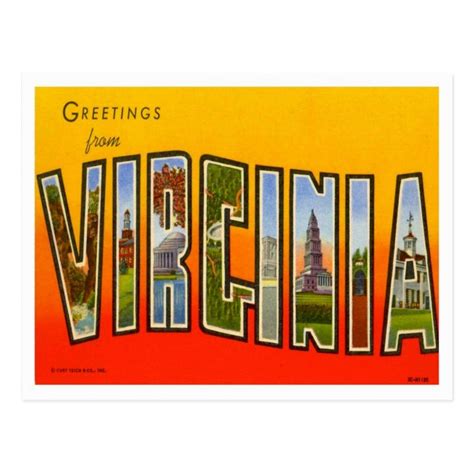 Virginia Greetings From Us States Postcard Vintage