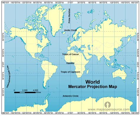 Free World Mercator Projection Map Mercator Projection