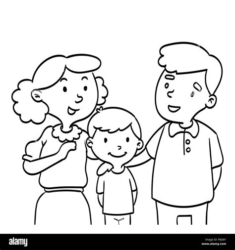 Dibujadas A Mano De Familia Feliz Libro Para Colorear Educativo Para