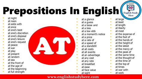 Prepositions In English At English Study Here