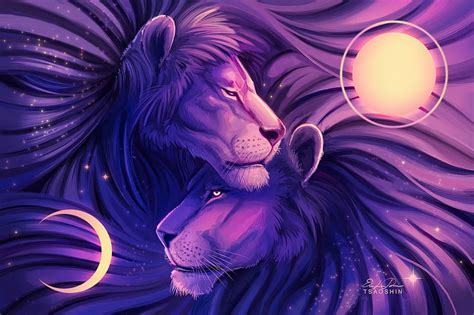 Moon And Sun Sun Moon Luminos Tsaoshin Lion Spirit Eric Proctor Fantasy Hd Wallpaper