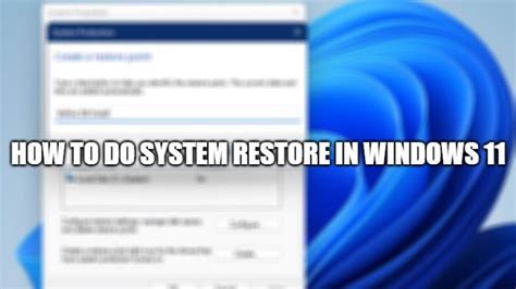 How To Use System Restore In Windows 11