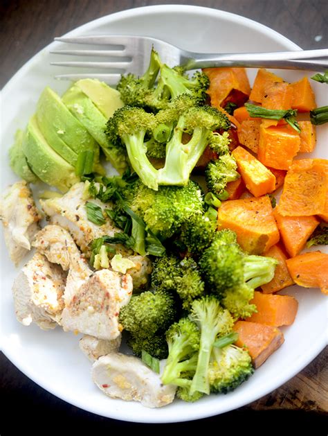Place the broccoli florets on the second sheet pan, and drizzle with 1 tbsp. Baked Chicken, Broccoli, and Sweet Potatoes - Recipe Diaries