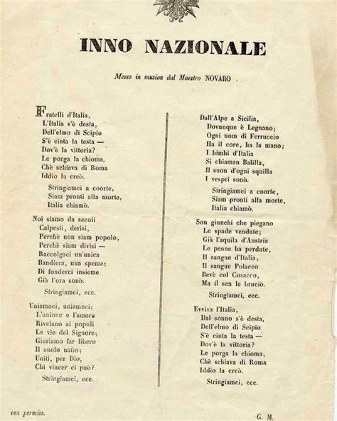 ️curiosità Ecco Il Testo Originale Completo Dell’inno D’italia Del 1847 Notare La Seconda