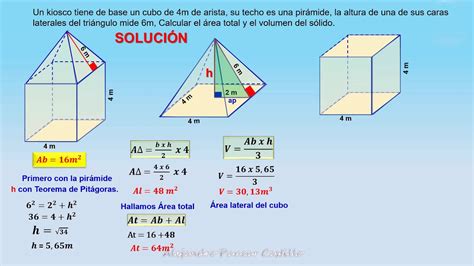 Calcular El Area Lateral Total Y Volumen De Los Siguientes Poliedros