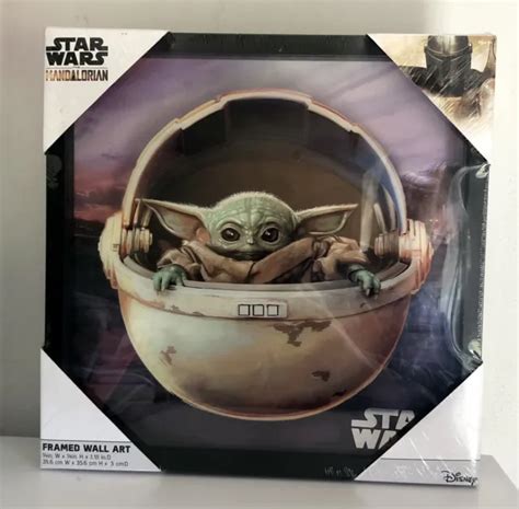 New Disney Star Wars Mandalorian Baby Yoda Pod 14 X 14 Framed Wall