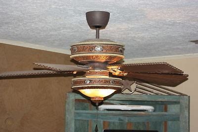 Not only are fans more energy. Western Ceiling Fan Tooled leather look Cowboy Concho ...