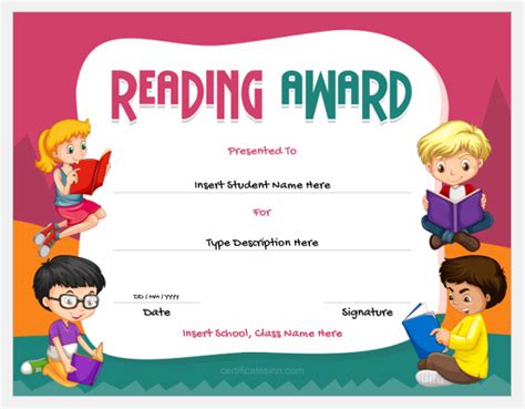Reading Award Certificate Templates For Word Professional Certificate