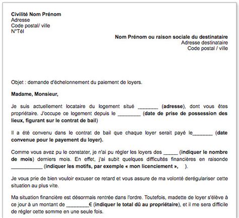 Courrier Retard De Loyer Modele De Lettre Type