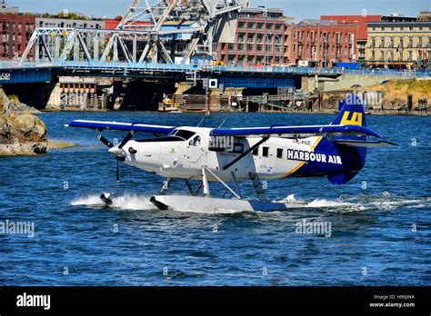 A Harbor Air Float Plane Taxing Out Into The Harbor Getting Ready For