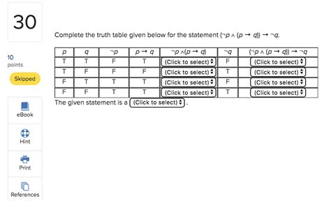 Solved Complete The Truth Table Given Below For The