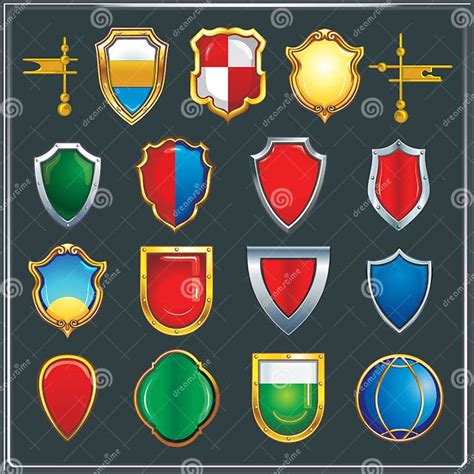 Set Of Different Color And Shape Of Heraldic Shields Stock Vector