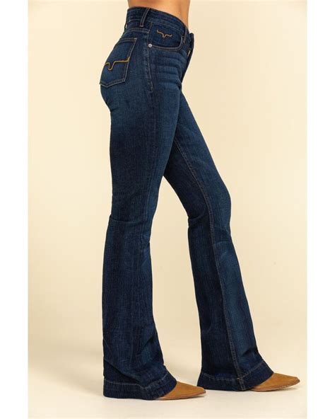 Kimes Ranch Womens Dark Wash Jennifer High Rise Wide Flare Jeans
