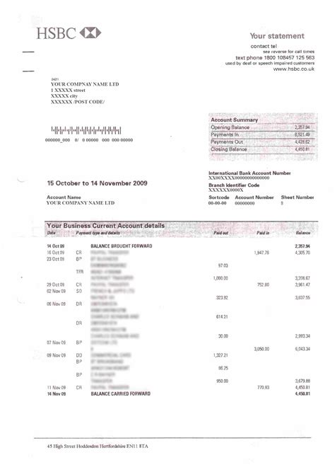 Hsbc Bank Statement Templates Peatix