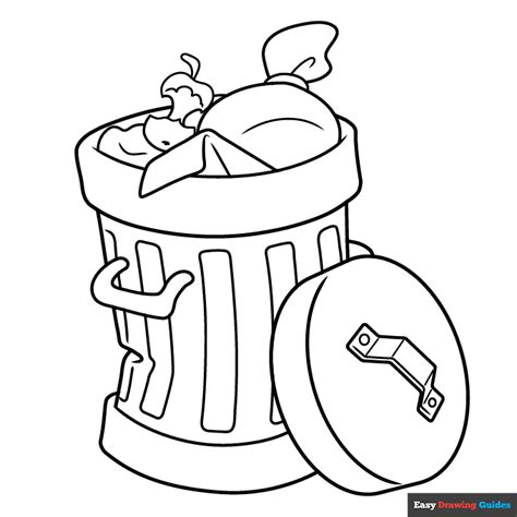 Trash Can Coloring Page Easy Drawing Guides