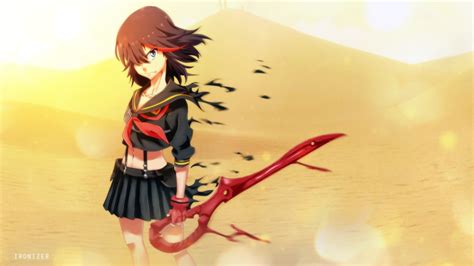 1536x864 Resolution Black Haired Female Anime Character Illustration Kill La Kill Matoi
