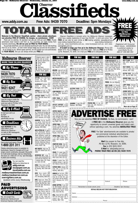 Ads Classified Newspaper Page Ads Free Ads Newspaper