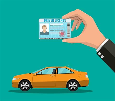 Car Driver License Identification Card In Hand With Photo Orange Sedan
