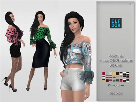 Volatile Asha Off Shoulder Blouse Recolor At Elfdor Sims Sims 4 Updates