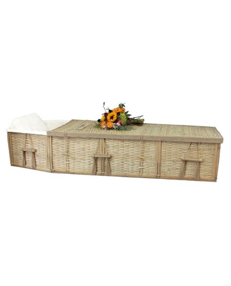 Six Point Adult Bamboo Coffin With Plaque Green Burials
