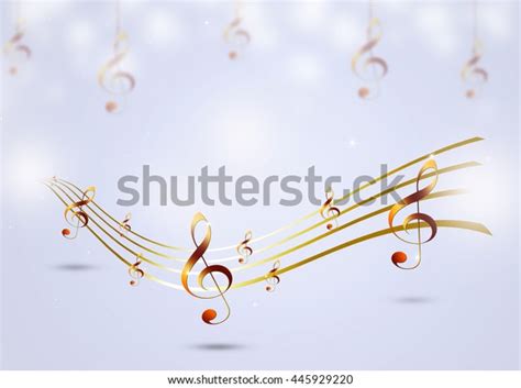 Abstract Bright Background Golden Music Notes Stock Illustration