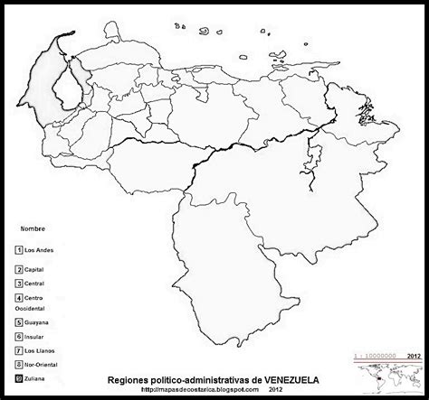 Mapa De Las Regiones Politico Administrativas De Venezuela Blanco Y Negro