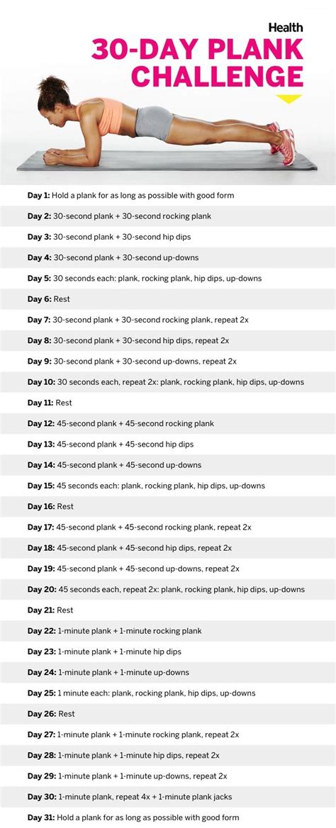 Day Plank Challenge Printable Calendar Janel Othelia