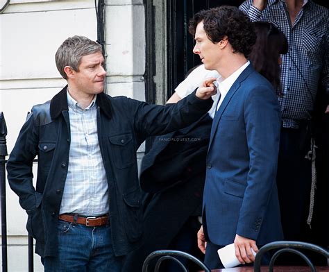 Sherlock Martin Freeman And Benedict Cumberbatch Filming In London